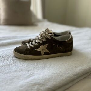 Brown Suede Sneakers with Star Detail